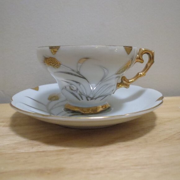 Coffee Tea 15pc Set Oakwood Japan Grain/Grasses Cream Sugar Teacups Saucers - Picture 10 of 16